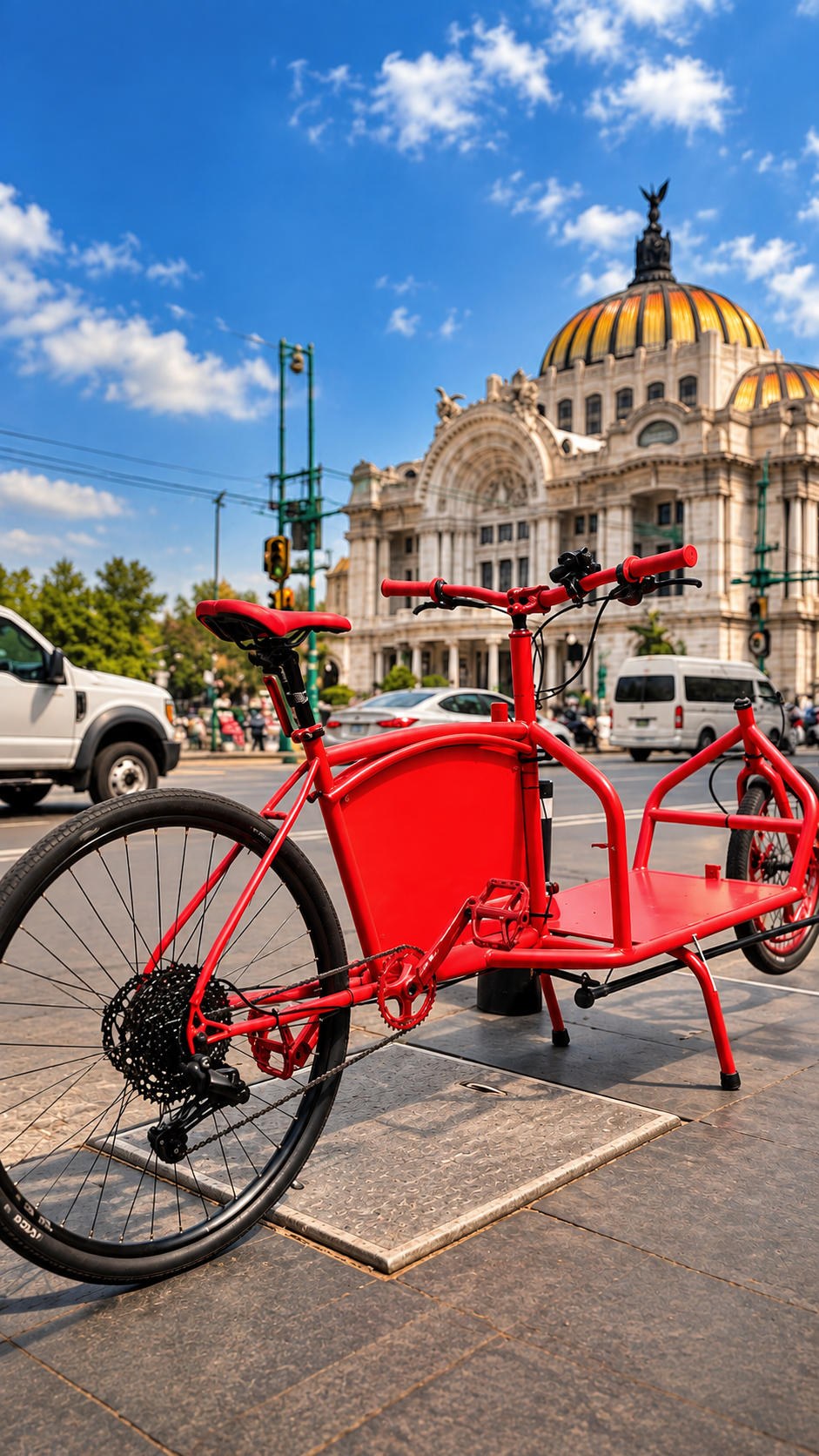 Bicicleta de carga de On The Go frente a Bellas Artes